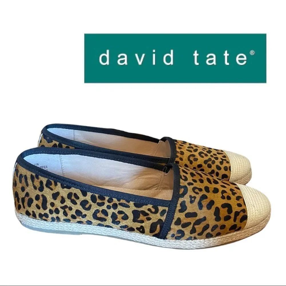New in Box NIB David Tate "Paradise" Leopard Leather Calf Hair Flats Loafers 11